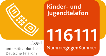 Graphisches Element mit einem Telefon, welches die Nummer des Kinder- und Jugendtelefon zeigt: 116111